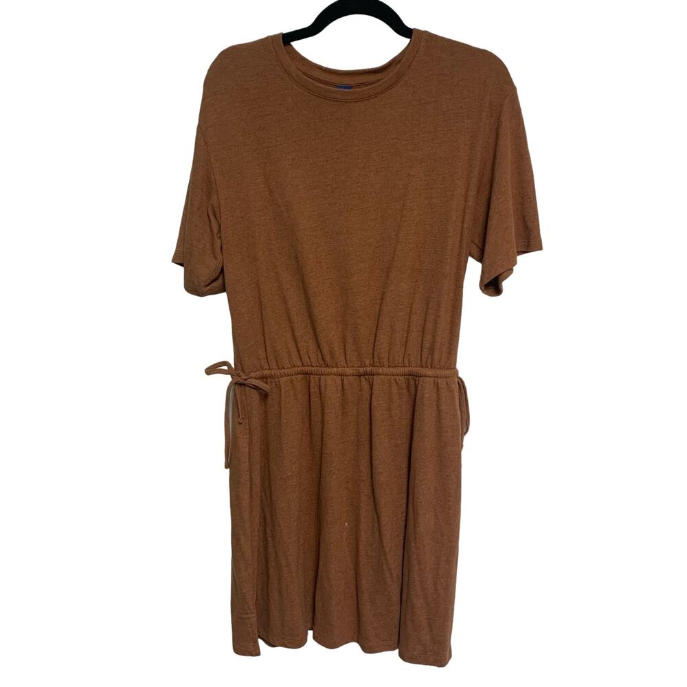 Old Navy Women’s Linen Blend Brown Synch Waist Shirt Dress Size Medium